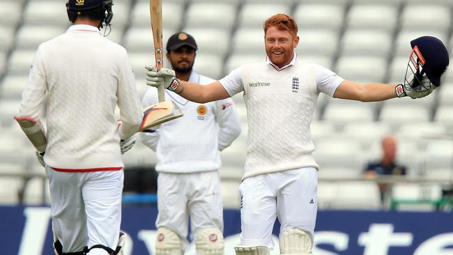 England's Jonny Bairstow celebrates his century against Sri Lanka.