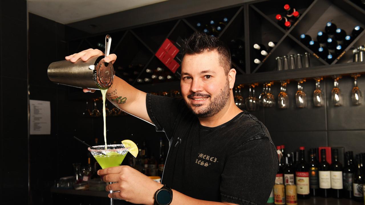 Yayo's Greek Restaurant co owner Jesse Serrell making The Sour Mule cocktail. Picture: Shae Beplate.