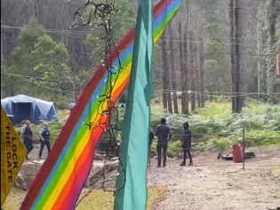 Police have charged seven people following an operation at a Blockade Australia campsite north-west of Sydney which allegedly left officers “fearing for their lives”. Picture: Facebook.