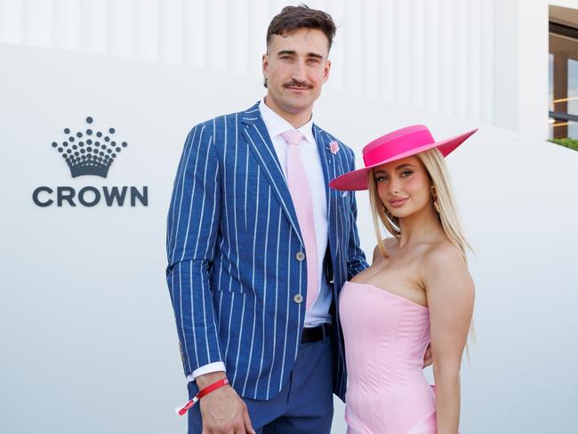 Ivan Soldo and his partner Chelsea Becirevic at the Crown marquee. Photo: Supplied