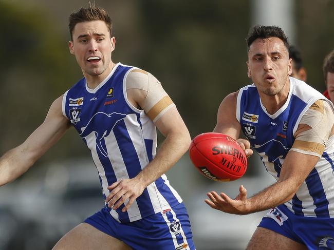 Langwarrin’s Joel Bateman (left) and Blake Peach. Picture: Valeriu Campan