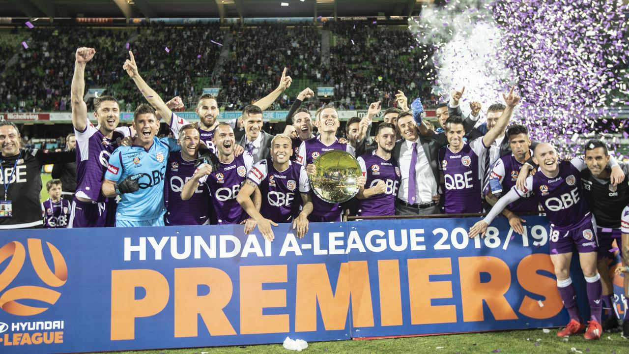 Glory celebrate winning the Premiers Plate.