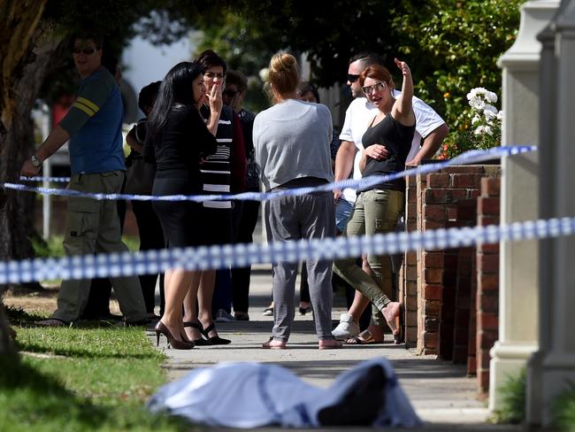 Body found on the footpath of Joffre Street in the Melbourne suburb of Reservoir. Picture: Kylie Else