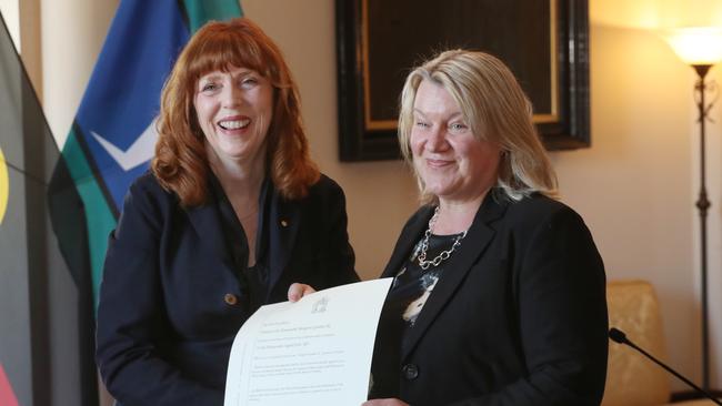 Victorian Mental Health Minister Ingrid Stitt with Governor Margaret Gardner. Picture: NCA NewsWire / pool / David Crosling