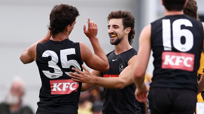 Nick Daicos was lively in his first game for Collingwood. Picture: Michael Klein