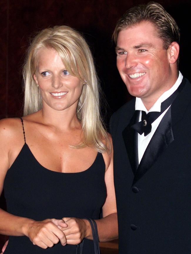 Shane Warne and Simone Warne attend the Border Medal night in 2001.