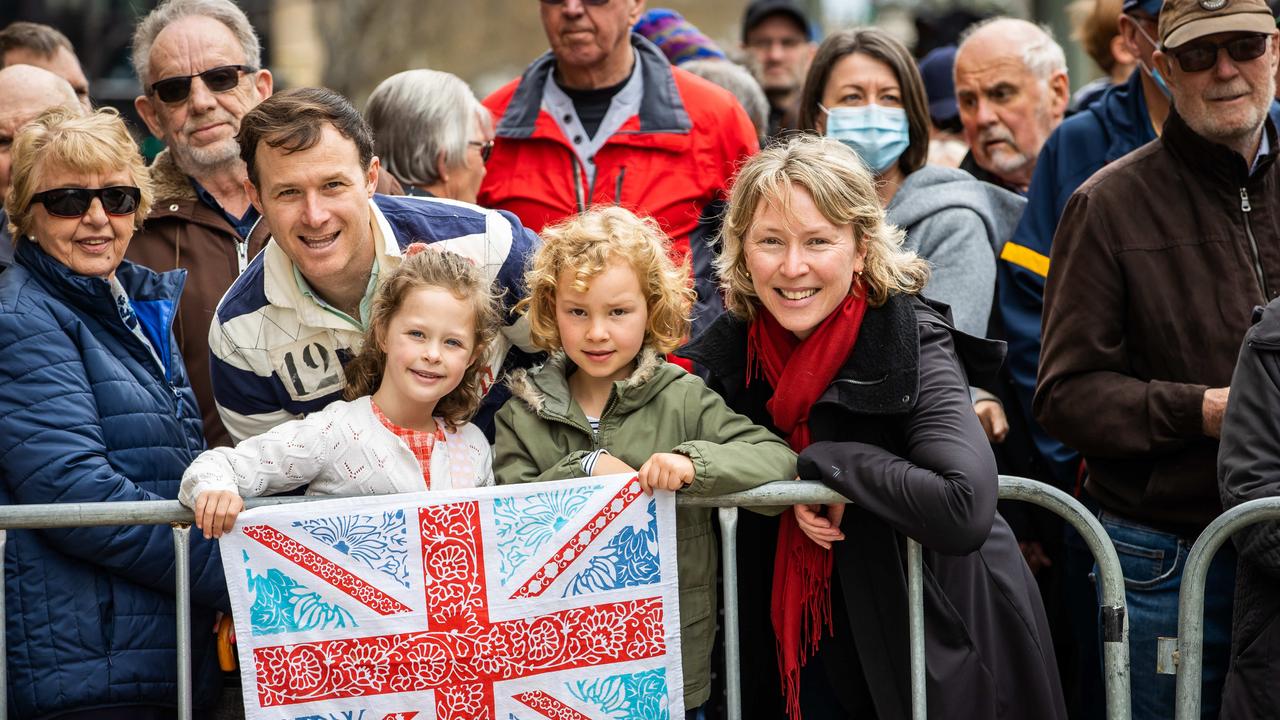 Nick Williams, 41, with daughter Ivy, 6, and Rebecca Doecke, 46, with her daughter Annalise, 6. Picture: Tom Huntley