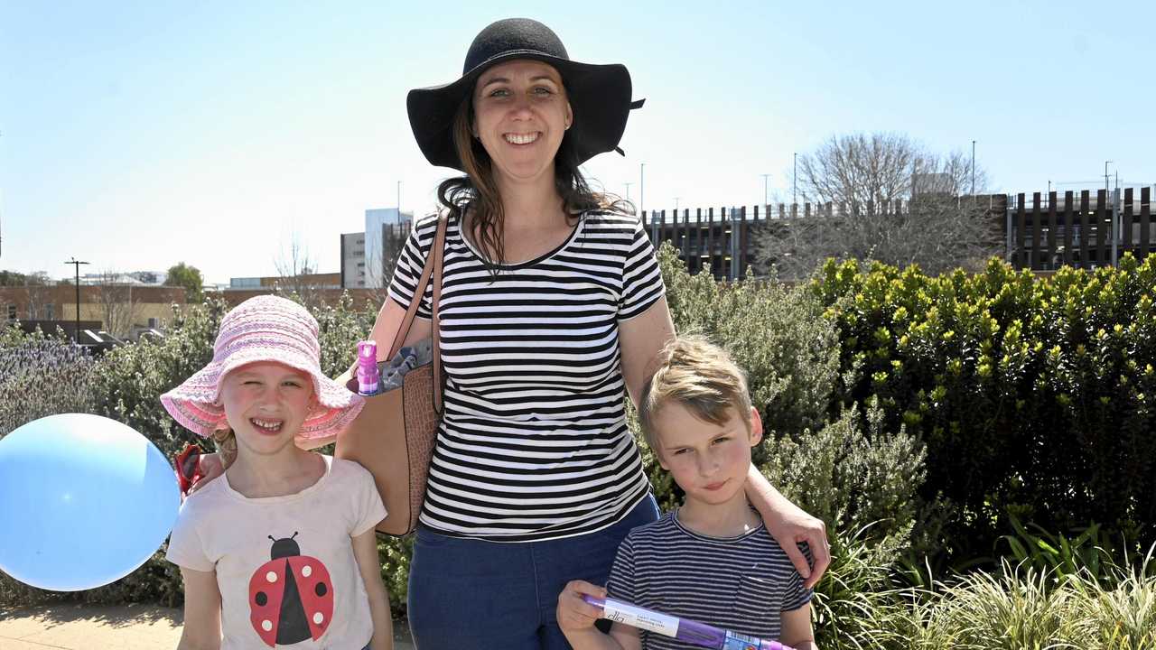 DAY OUT: Exploring the Disability Action Week Community Festival are (from left) Olive, Alina and Harry Marshall. Picture: Bev Lacey