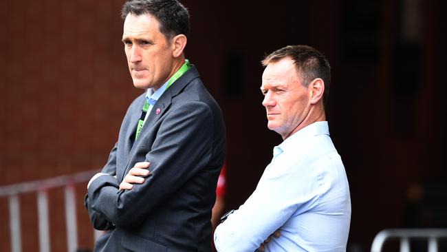 Former Cricket Australia CEO James Sutherland and Pat Howard.