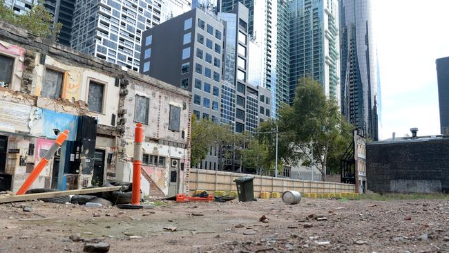 Vacant land on the corner of King Street and Little Bourke Street, Melbourne. Picture: Andrew Henshaw