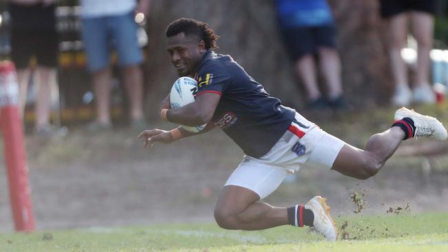 Alifereti Joji crosses for a try. Picture: Sue Graham