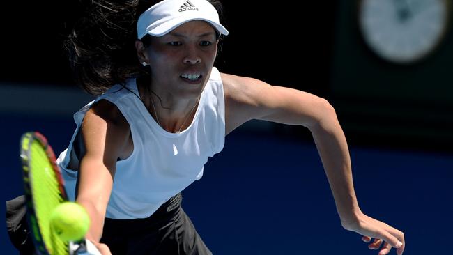 The racquet-work of Taiwan’s Hsieh Su-Wei against Angelique Kerber has been pretty to watch. Picture: AAP