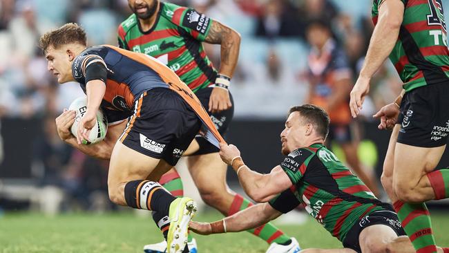 Rising hooker Jake Simpkin has been hailed the future of the Wests Tigers. Picture: Brett Hemmings/Getty Images