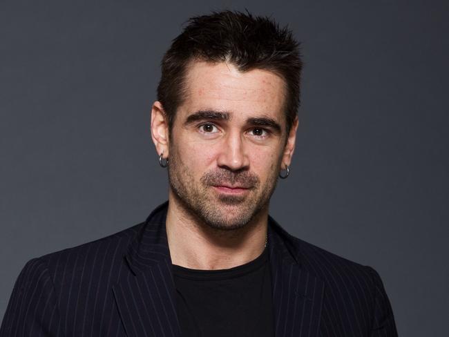 Actor Colin Farrell, of the film, 'Fright Night,' poses backstage at CinemaCon, the official convention of the National Association of Theater Owners on March 29, 2011, in Las Vegas. (AP Photo/Eric Jamison)