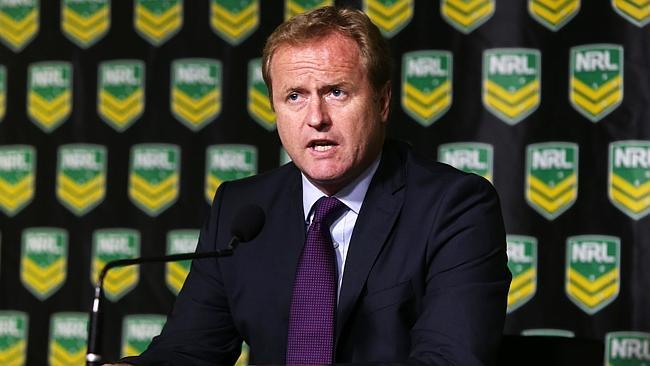 Dave Smith speaks at a press conference about Cronulla's governance penalties.