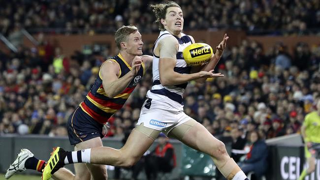 Wylie Buzza had a tough night against the Crows. Picture: Sarah Reed