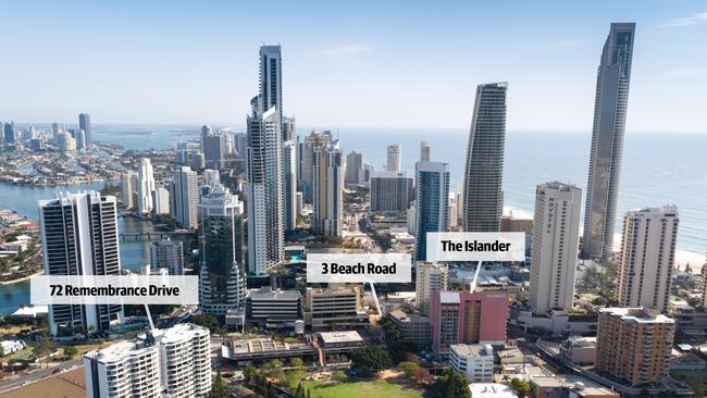 Surfers Paradise, showing Bruce Bishop car park and the former Surfers Paradise bowls club. Photo: Supplied