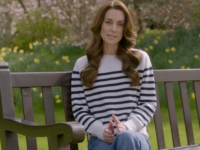 Kate Middleton in a video revealing she is undergoing treatment for cancer.