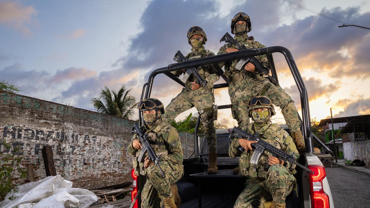 Mexico's Navy (SEMAR) in the streets of Lazaro Cardenas where known Narcos gangs operate. Picture: Jason Edwards