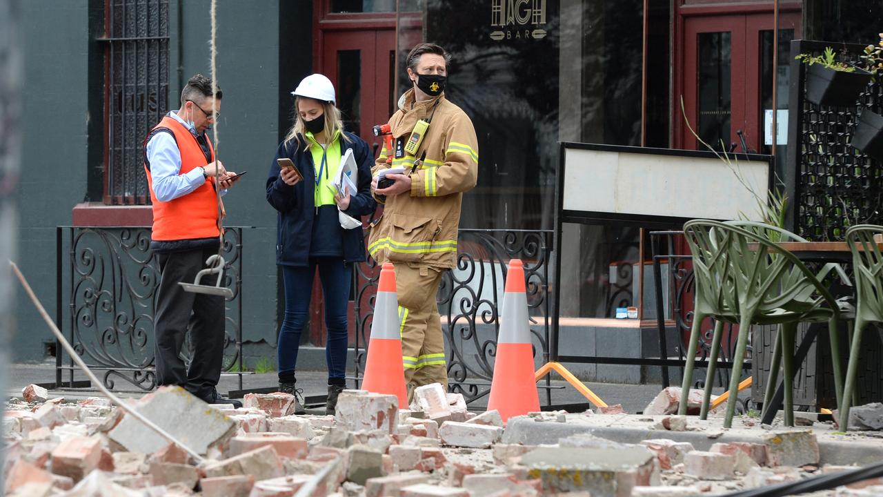 Officials surveyed the damage at Chapel Street. Picture: NCA NewsWire / Andrew Henshaw