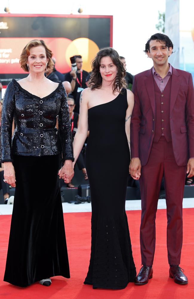 Sigourney Weaver with daughter Shar Simpson (centre) at the 81st Venice International Film Festival last year. Picture: Daniele Venturelli / WireImage