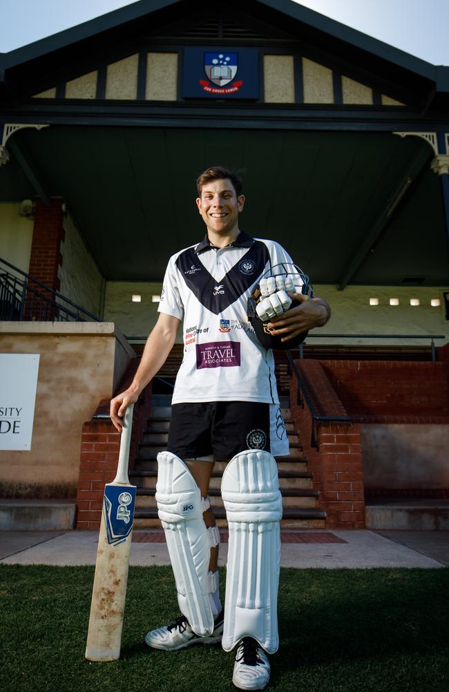 Adelaide University star cricketer Ben Wakim at University Oval this week. Picture: AAP Image/James Elsby