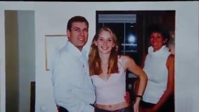 The now infamous picture of Prince Andrew, Virginia Roberts Giuffre and Ghislaine Maxwell.