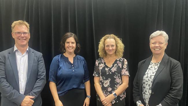 Li-Ve Tasmania CEO Darren Mathewson, genu board member Jan O'Keefe, genu CEO Clare Amies and genu board member Leanne Meehan. Picture: Supplied