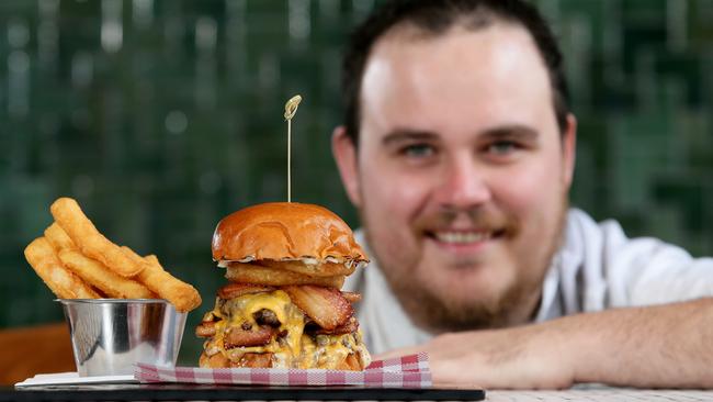 Where it started. Brad Johnston and the Trufflenator burger. Picture: Troy Snook