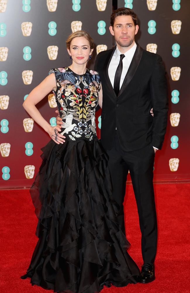 Emily Blunt and John Krasinski attend the 70th EE British Academy Film Awards (BAFTA) at Royal Albert Hall on February 12, 2017 in London, England. Picture: Getty
