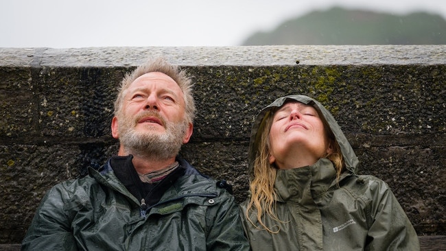 Gillian Anderson and Jason Isaacs in the film of The Salt Path. Photograph: FlixPix/Alamy