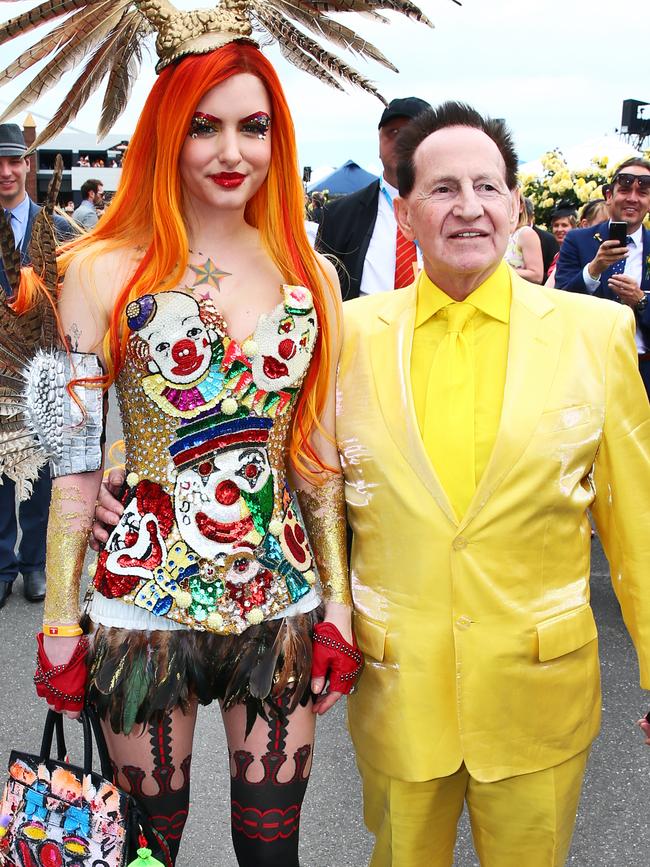 Grecko with Edelsten after he proposed at the Melbourne Cup. Picture: Supplied