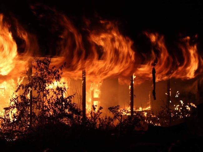 The burning house in Vineyard. Picture: Riverstone Fire &amp; Rescue