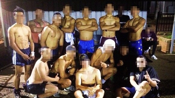 Seve allegedly posted this photo of shirtless teens with the caption “DOONSIDE BROTHERHOOD”.