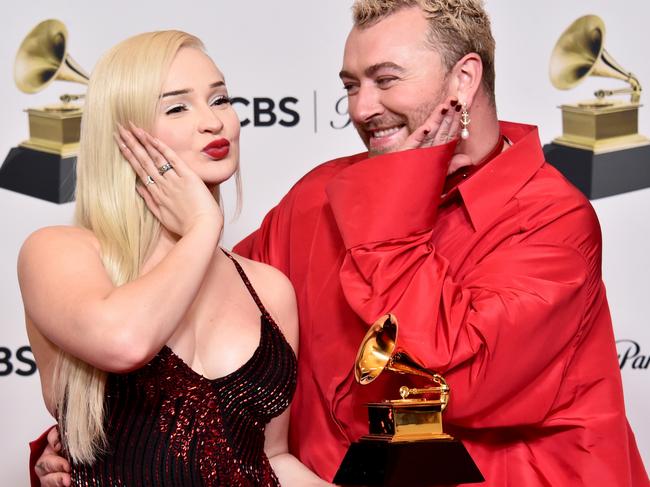 Trans singer Kim Petras and Sam Smith won Best Pop Duo/Group Performance at the 65th GRAMMY AWARDS. Photo: Alberto E. Rodriguez