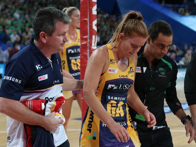 Stephanie Wood (centre) leaves the court after her collision. Picture: AAP