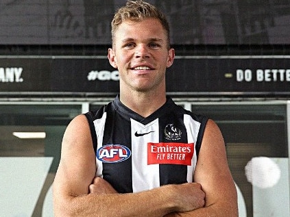 Collingwood recruit Dan Houston in his new colours. Picture: Collingwood FC