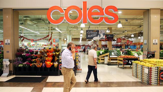 The entrance to the Coles store in Melbourne. (Aaron Francis/The Australian)