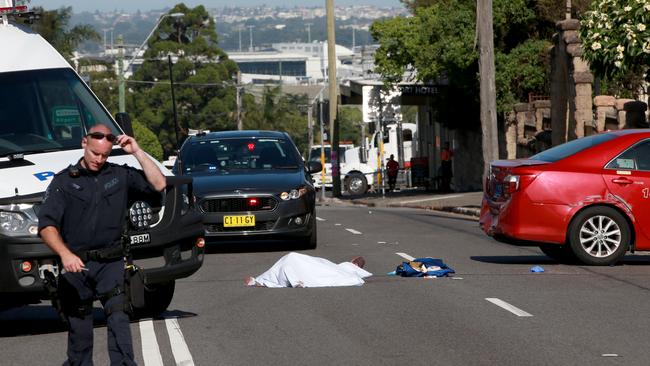 Police stopped the red taxi at Arncliffe and attempted to taser the man before he turned the knife on himself. Picture by Damian Shaw