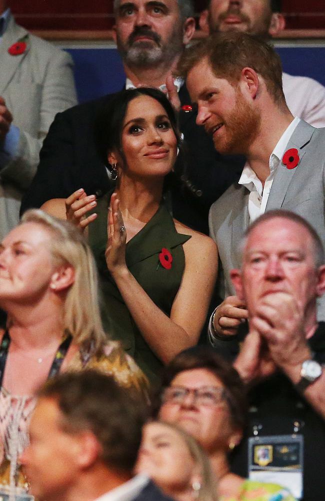 Closing Ceremony of the 2018 Invictus Games in Homebush, Sydney. HRH Prince Harry and Duchess Meghan pictured as the ceremony starts. Picture: Sam Ruttyn