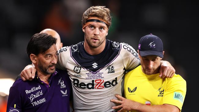 Christian Welch after copping an Achilles injury (Photo by Mark Kolbe/Getty Images)