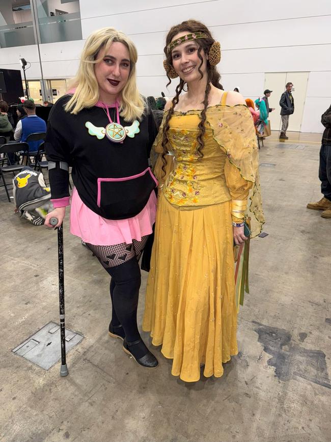 Evie and Katy attend the Oz Comic Con Melbourne at the Melbourne Convention & Exhibition Centre on Sunday, June 08, 2025. Picture: Jack Colantuono