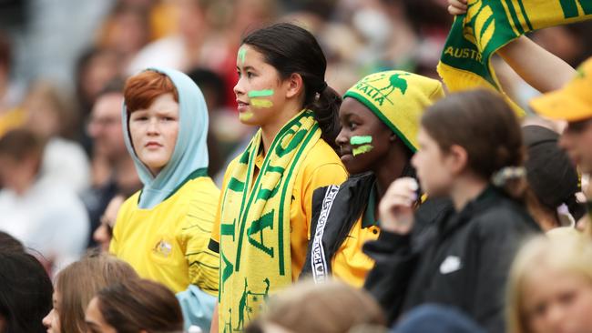 Australian fans during the recent Matildas v US match at Stadium Australia on November 27.