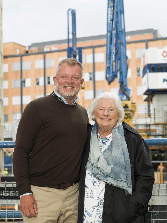 Andrew and Paula Fox at the construction site for the Paula Fox Melanoma and Cancer Centre, The Alfred Hospital, Melbourne. Photo: Elke Meitzel