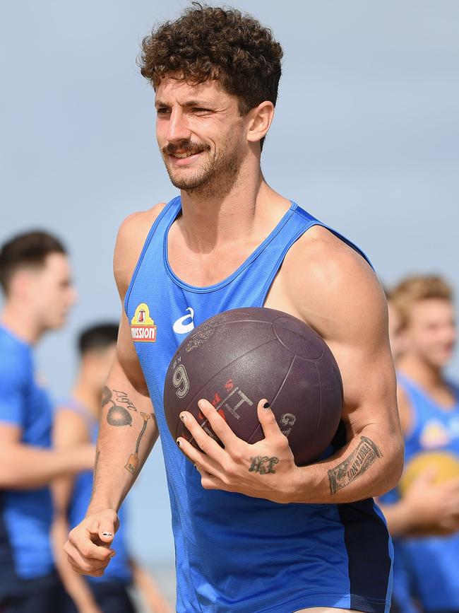  Tom Liberatore during a Western Bulldogs AFL pre-season training camp at Torquay. Picture: Quinn Rooney/AFL Media/Getty Images