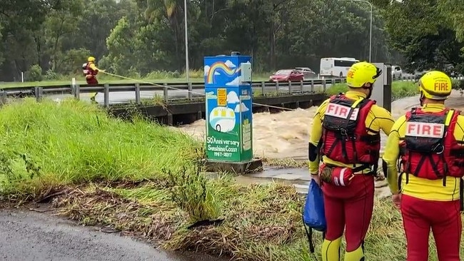 Nambour swift water rescue. Picture: Patrick Woods.