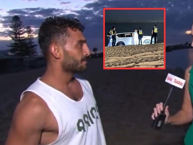 A man has bogged his car in Elwood Beach.