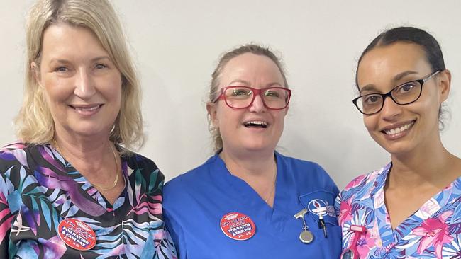 Ramsay nurses at Baring Private Hospital in Coffs Harbour, Di Scherr after hours nurse unit manager, Melissa McDonough registered nurse and Tara Alamo registered nurse.