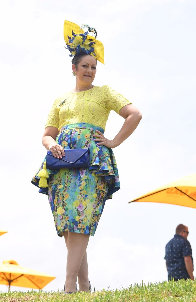 Danielle Shaw, of Ipswich, wearing bright summer colours at the Ballina Cup.