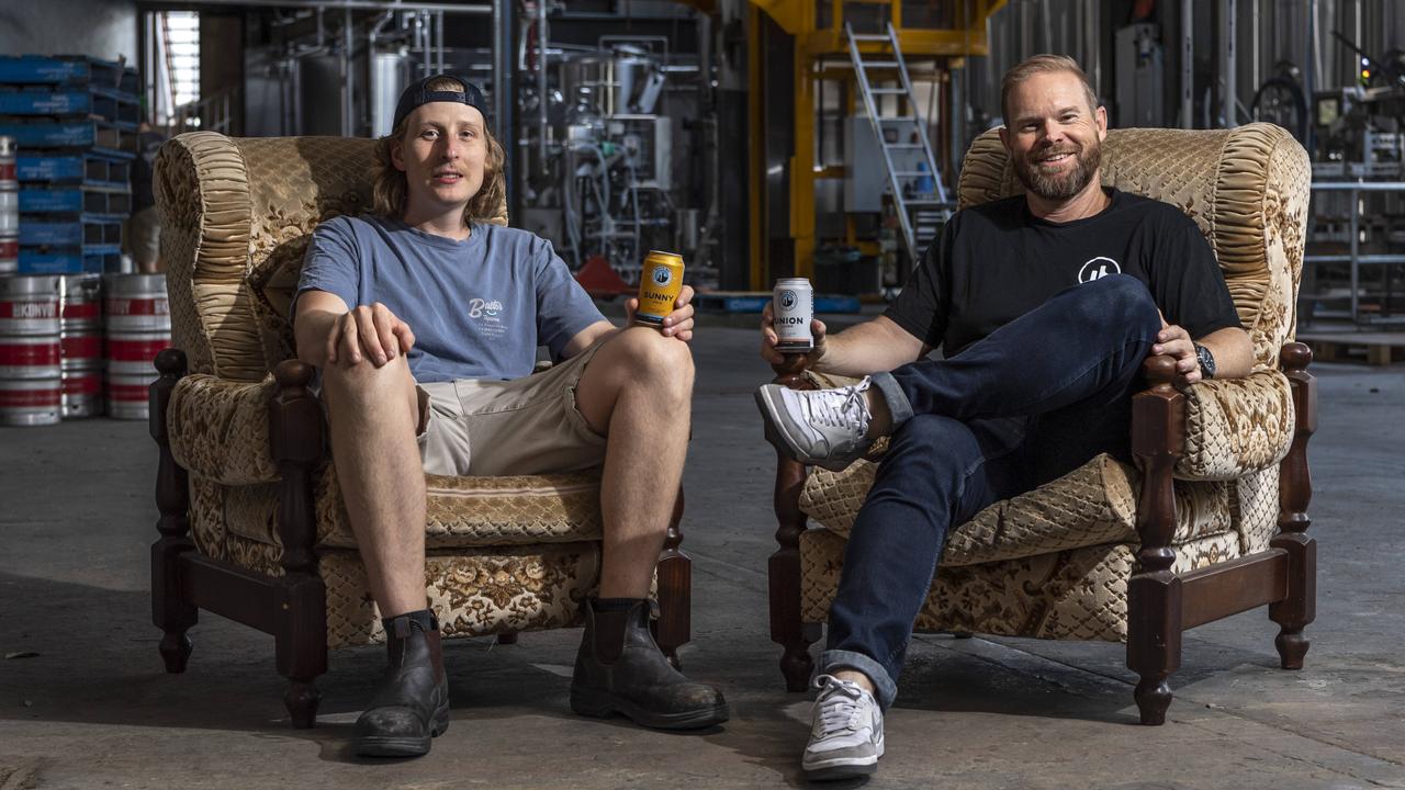 Dennis de Boer &amp; White Bay Brewery founder Tim Fishwick. Picture: Monique Harmer